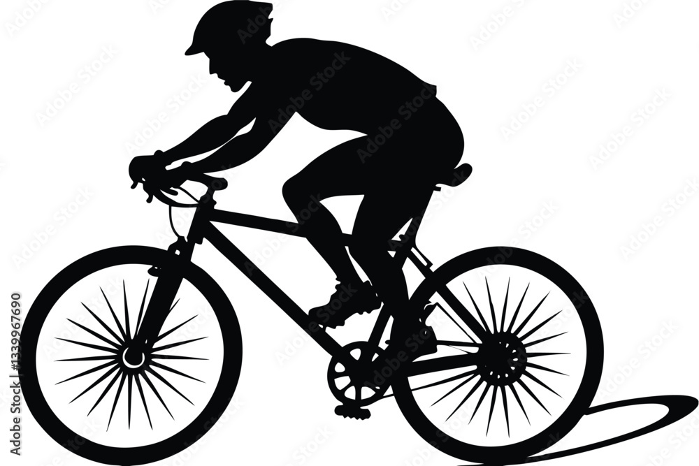 Fototapeta premium Bicycle riding black Silhouette design white background