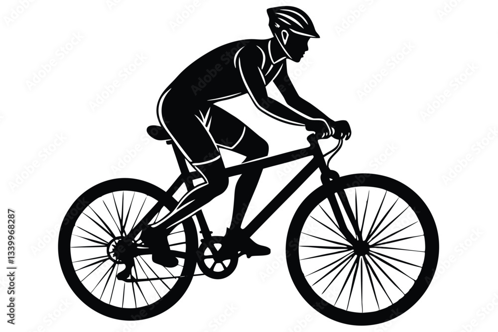 Fototapeta premium Bicycle riding black Silhouette design white background