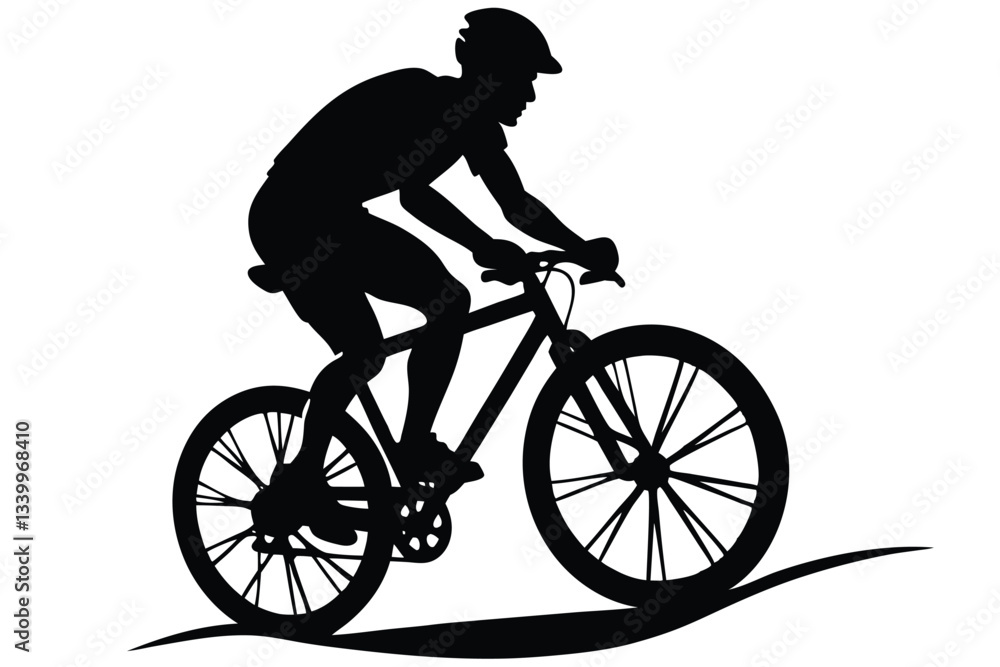 Obraz premium Bicycle riding black Silhouette design white background