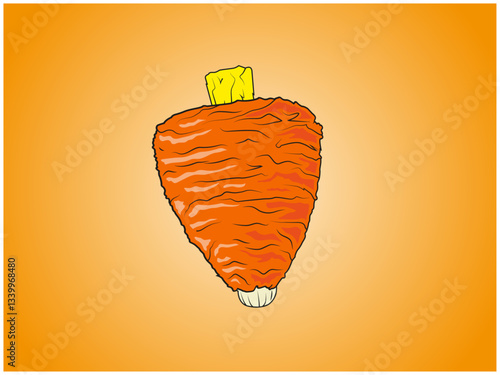 top of meat al pastor with pineapple and onion. Mexican tacos. editable vector.	
