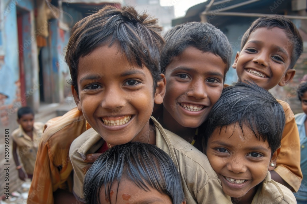 Unidentified group of happy indian kids smiling at camera. Unidentified group of happy indian kids smiling at camera.