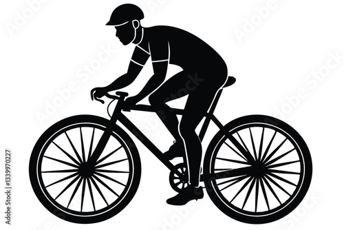 Man riding a bicycle silhouette vector