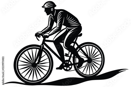 Man riding a bicycle silhouette vector