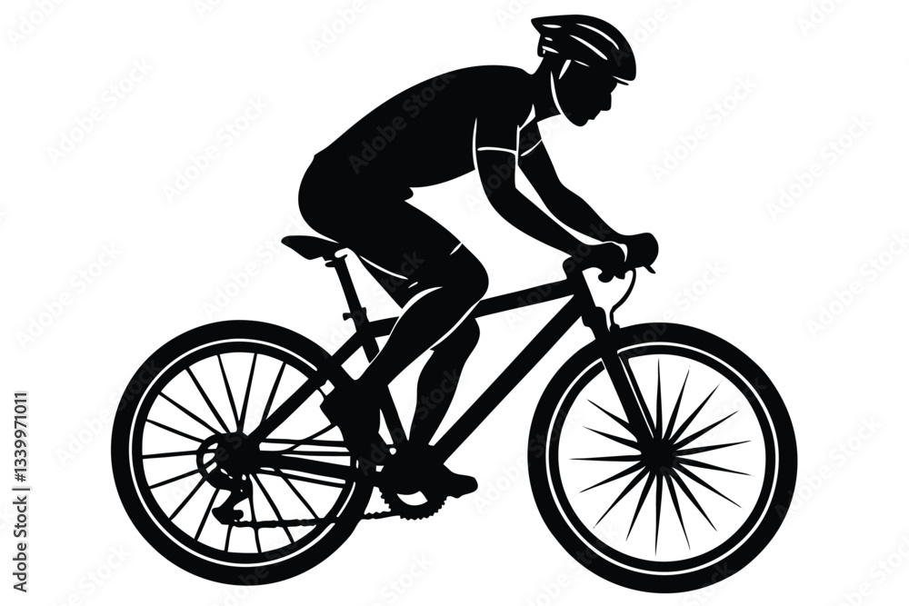 Man riding a bicycle silhouette vector Man riding a bicycle silhouette vector