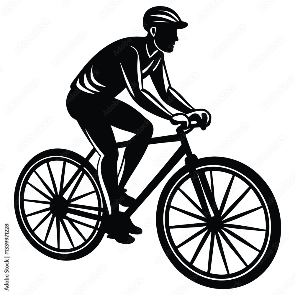 Naklejka premium silhouette of a cyclist male on white background