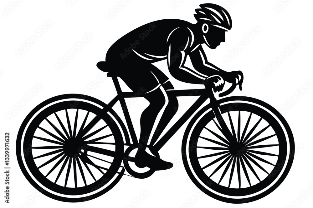 Obraz premium silhouette of a cyclist male on white background
