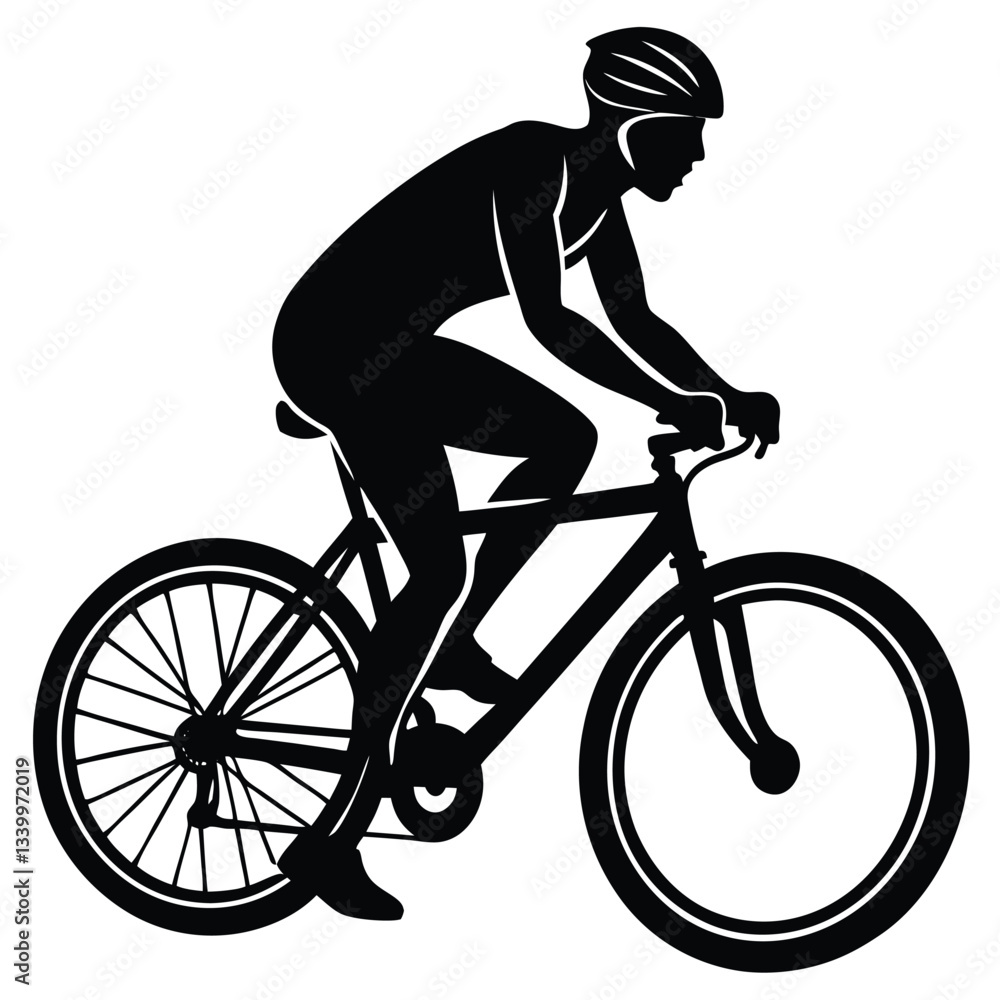 Obraz premium Silhouette of a cyclist male vector illustration