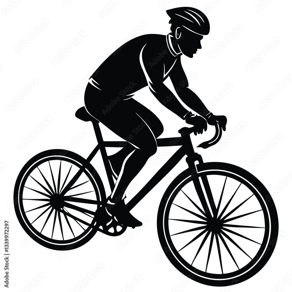 Naklejka premium Silhouette of a cyclist male vector illustration