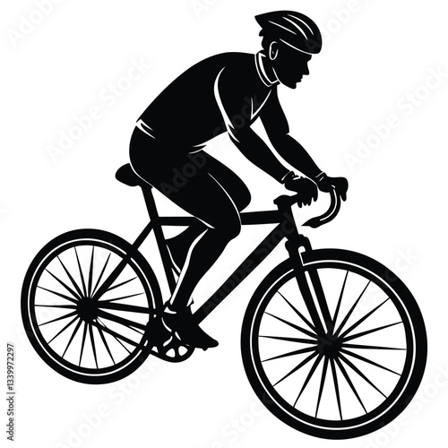 Silhouette of a cyclist male vector illustration