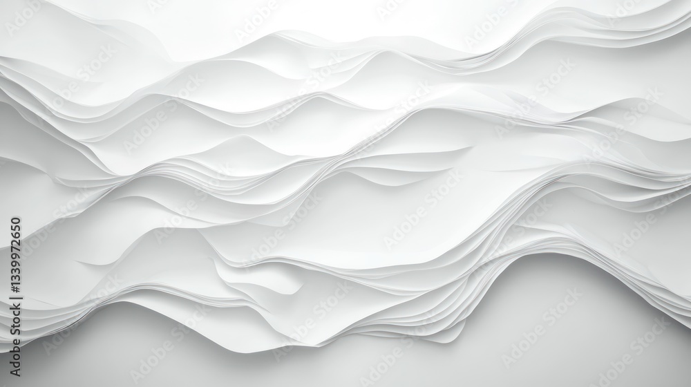 Obraz premium Abstract White Paper Landscape: Serene Waves of Serenity
