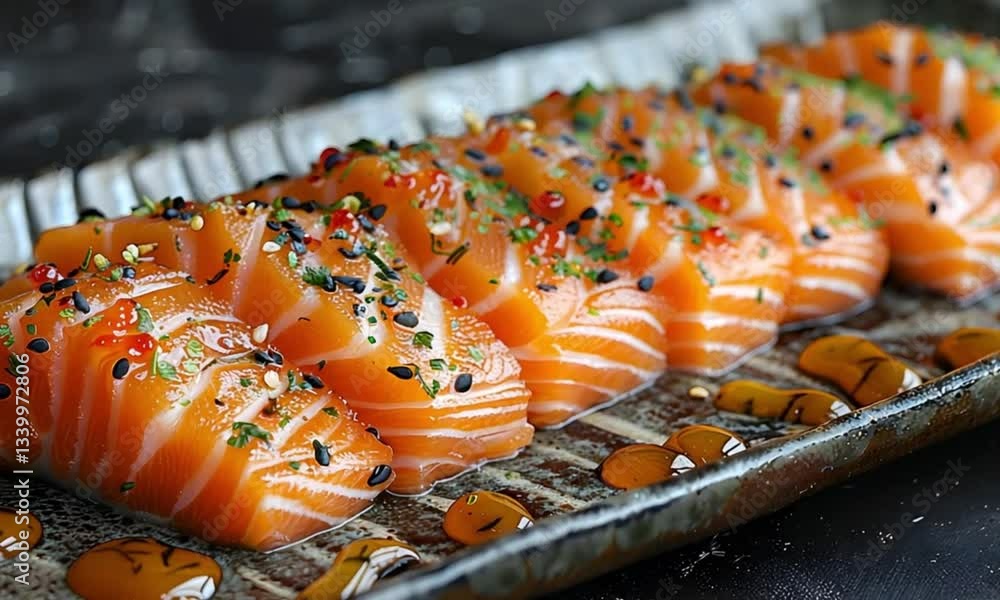 Delicious salmon sashimi