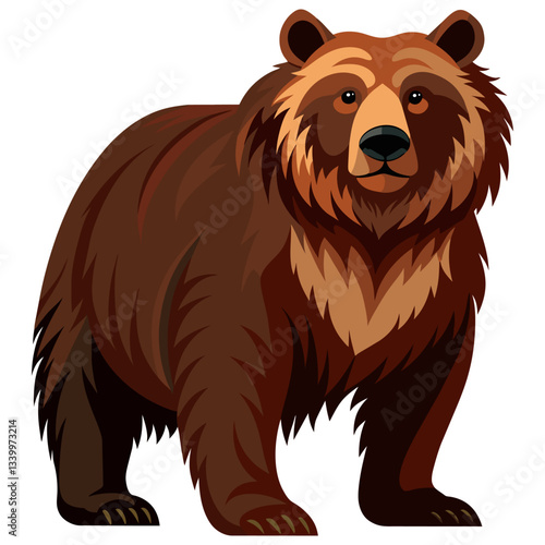 grizzly bear vector illustration, powerful wildlife predator drawing