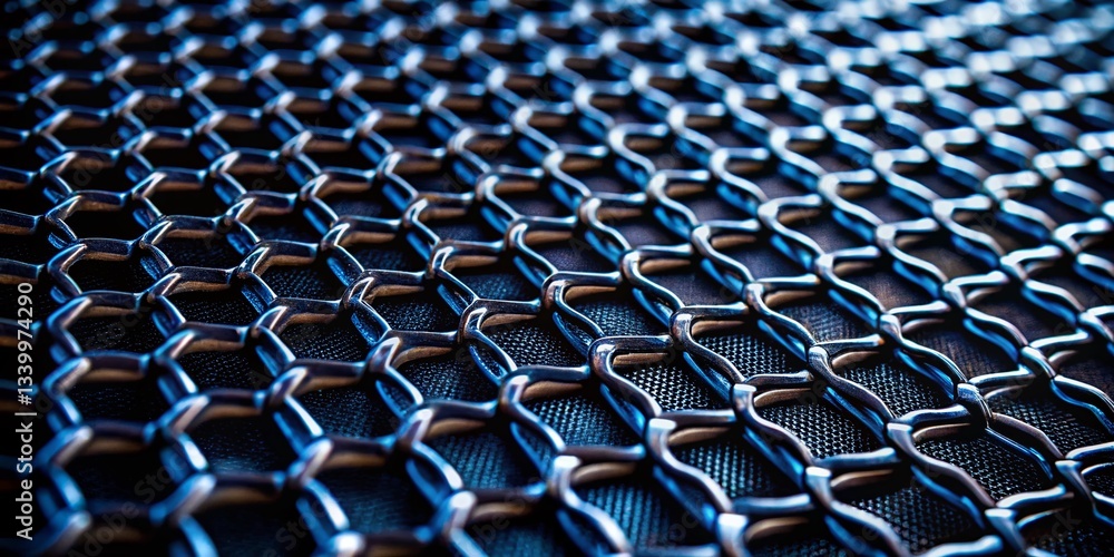 Naklejka premium Black Metal Grill Mesh Texture: Rough Pattern Background for Industrial Design