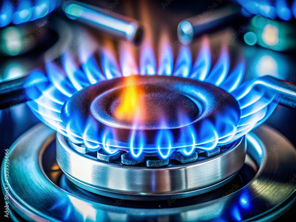 Blue LPG Gas Flame Extinguished - Empty Tank - Close-up Portrait Blue LPG Gas Flame Extinguished - Empty Tank - Close-up Portrait