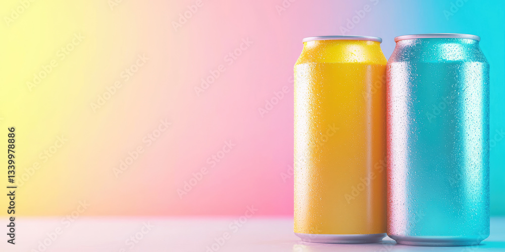 Cool Refreshing Drinks in Aluminum Cans mockup packaging design of refreshing soda carbonated beverages Cool Refreshing Drinks in Aluminum Cans mockup packaging design of refreshing soda carbonated beverages