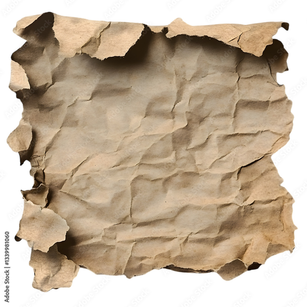 Fototapeta premium Old paper texture on clear transparent background cut out