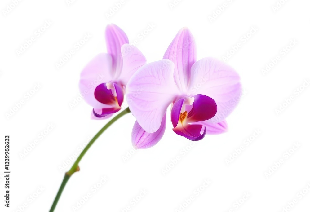 Obraz premium A single, vibrant pink orchid blossom isolated against a pure white backdrop, nature, exotic flower
