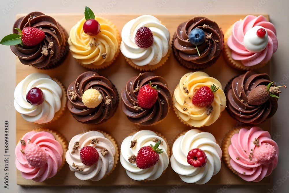 Exquisite Mini Cake Assortment with Intricate Details and Textures Exquisite Mini Cake Assortment with Intricate Details and Textures