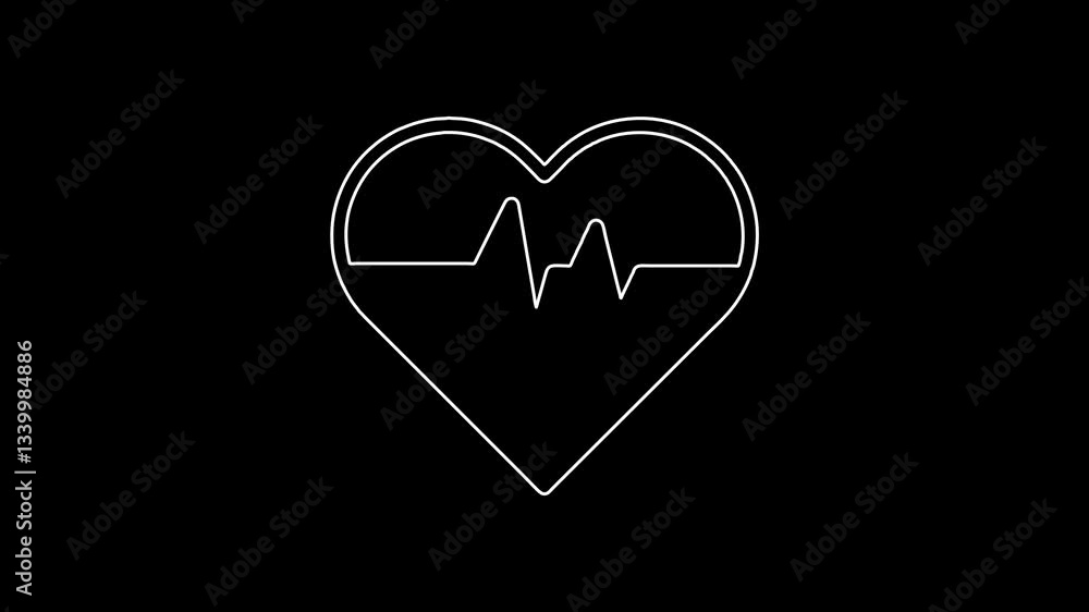 Heartbeat line icon animation on white background video Heartbeat line icon animation on white background video