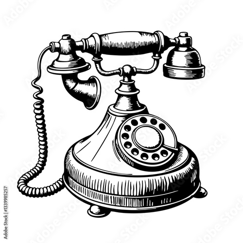 vintage sketch of a classic telephone  