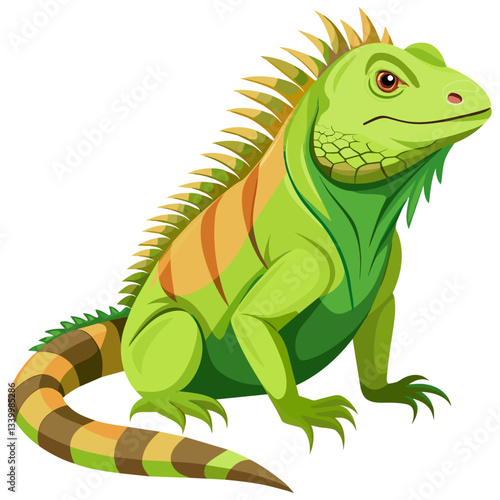 iguana vector illustration, exotic reptile wildlife drawing