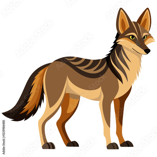 jackal vector illustration, wild canine predator wildlife drawing