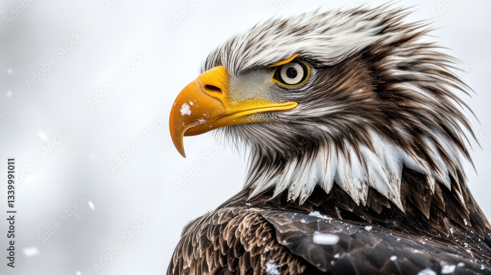 Obraz premium Majestic Bird with Snowy Feathers and Sharp Beak in Winter Landscape Wildlife Photography Nat