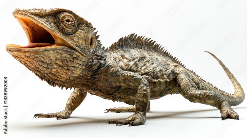 Obraz premium Reptile with Open Mouth Displaying Intricate Details and Spiky Features