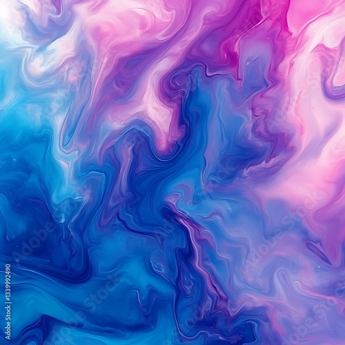 Abstract Swirling Pink Blue Paint Texture.
