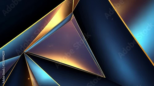 Abstract geometric design with dark blue and gold triangles (1)