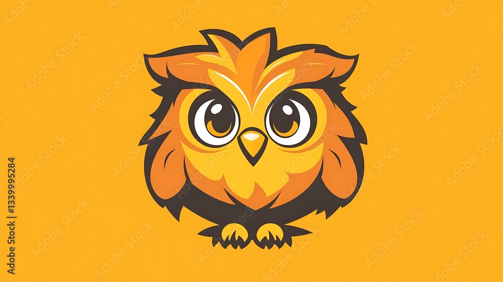 Fototapeta premium A stylized illustration of a friendly owl with large eyes
