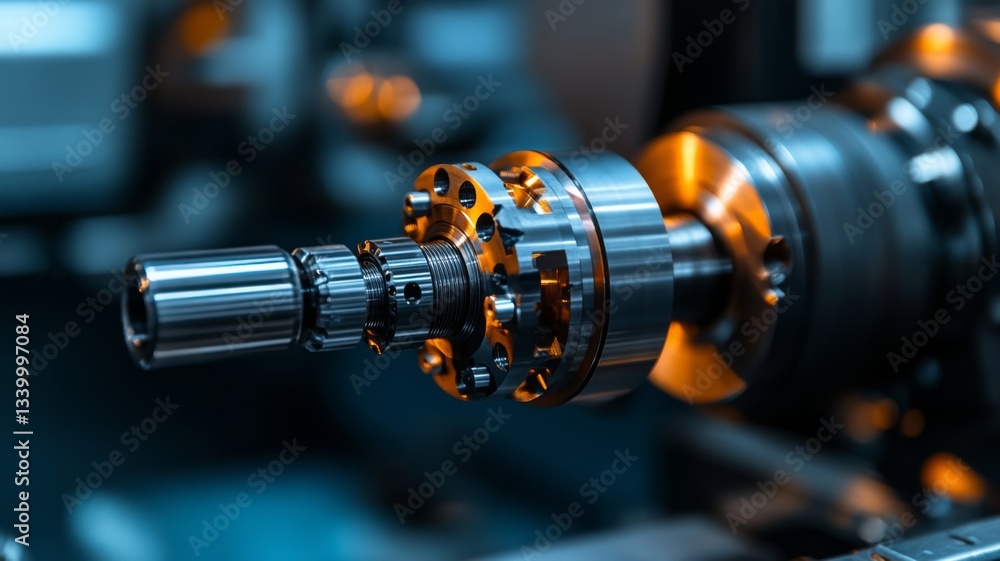 Obraz premium Precision Engineered Metal Component In A Machine