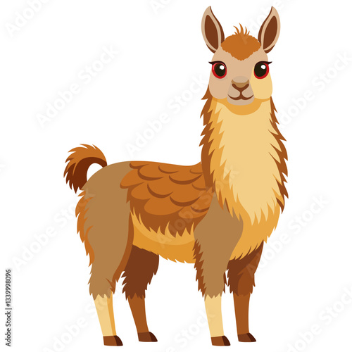 llama vector illustration, fluffy andes mountain animal drawing