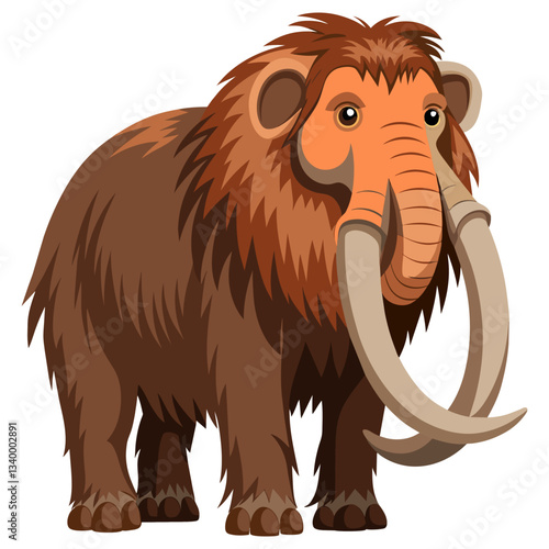 mammoth vector illustration, prehistoric giant elephant wildlife drawing