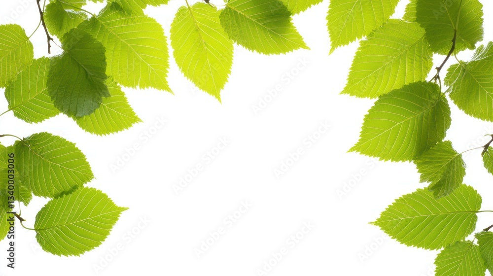 Vibrant Green Leaves Frame: Nature's Springtime Beauty Vibrant Green Leaves Frame: Nature's Springtime Beauty