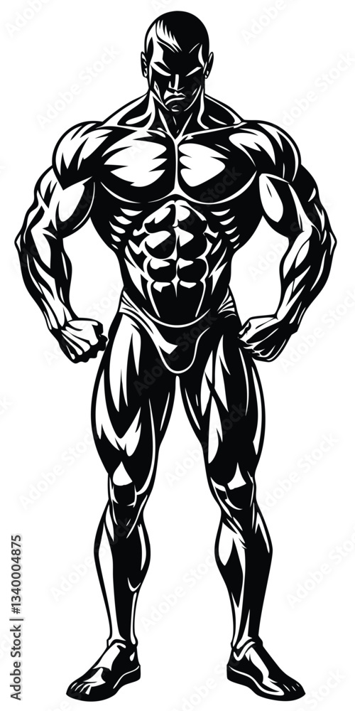 Fototapeta premium Muscular bodybuilder vector silhouette illustration isolated on white background
