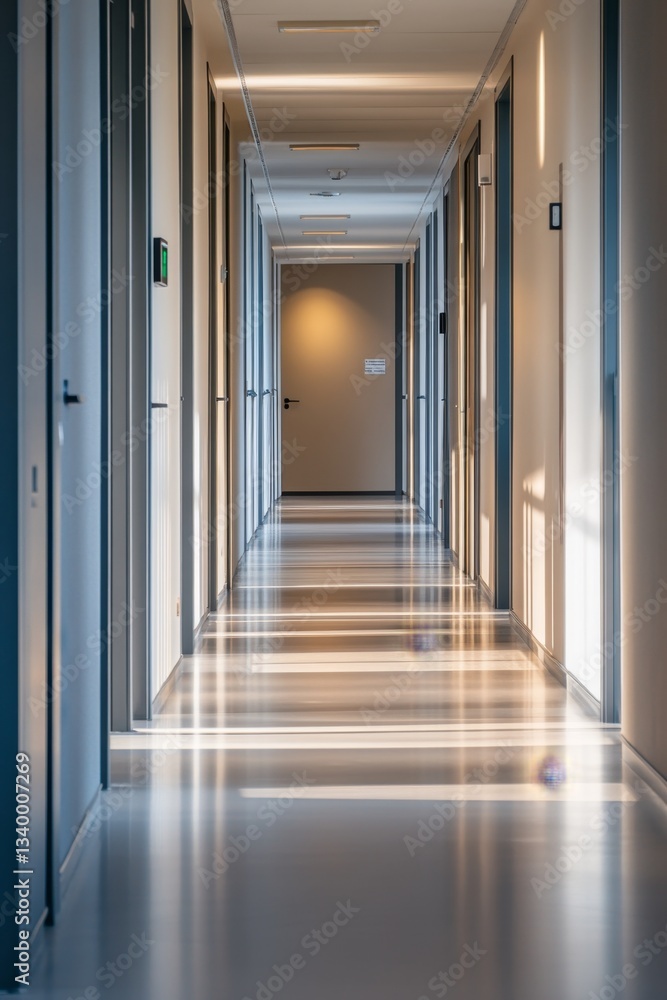 Modern Office Corridor with Sunlight Modern Office Corridor with Sunlight