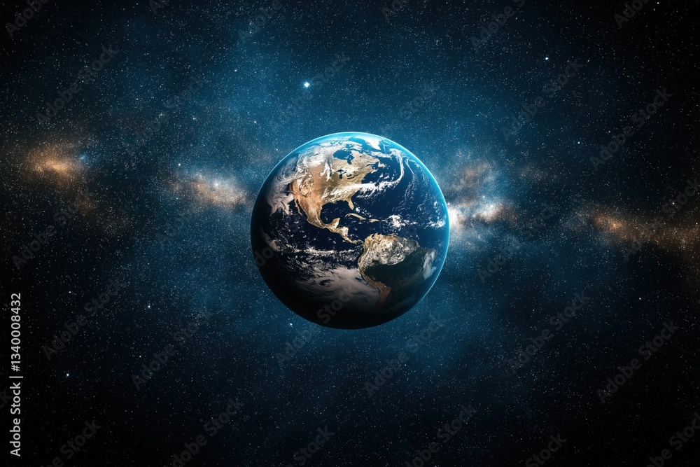 Obraz premium This conceptual representation illustrates the potential dangers in earth's orbit, showcasing celestial bodies and space debris