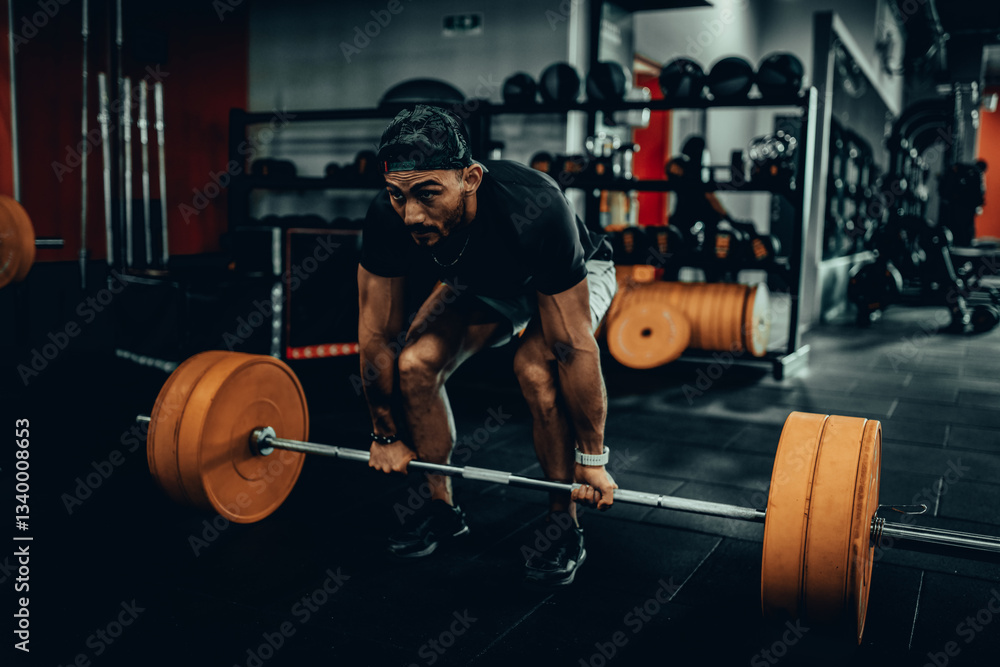 Hombre de 30 años haciendo ejercicio en un gimnasio de Bogotá, Colombia