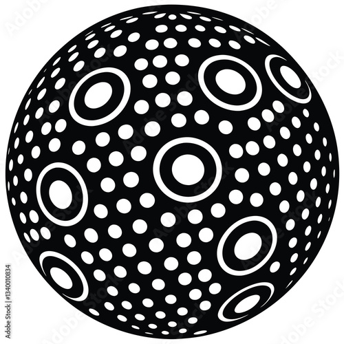 White 3D vector halftone sphere.Dotted spherical background.Logo template with shadow.Circle dots isolated on the white background