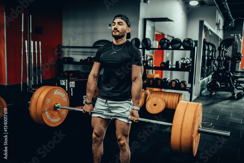 Obraz na płótnie Hombre de 30 años haciendo ejercicio en un gimnasio de Bogotá, Colombia w salonie