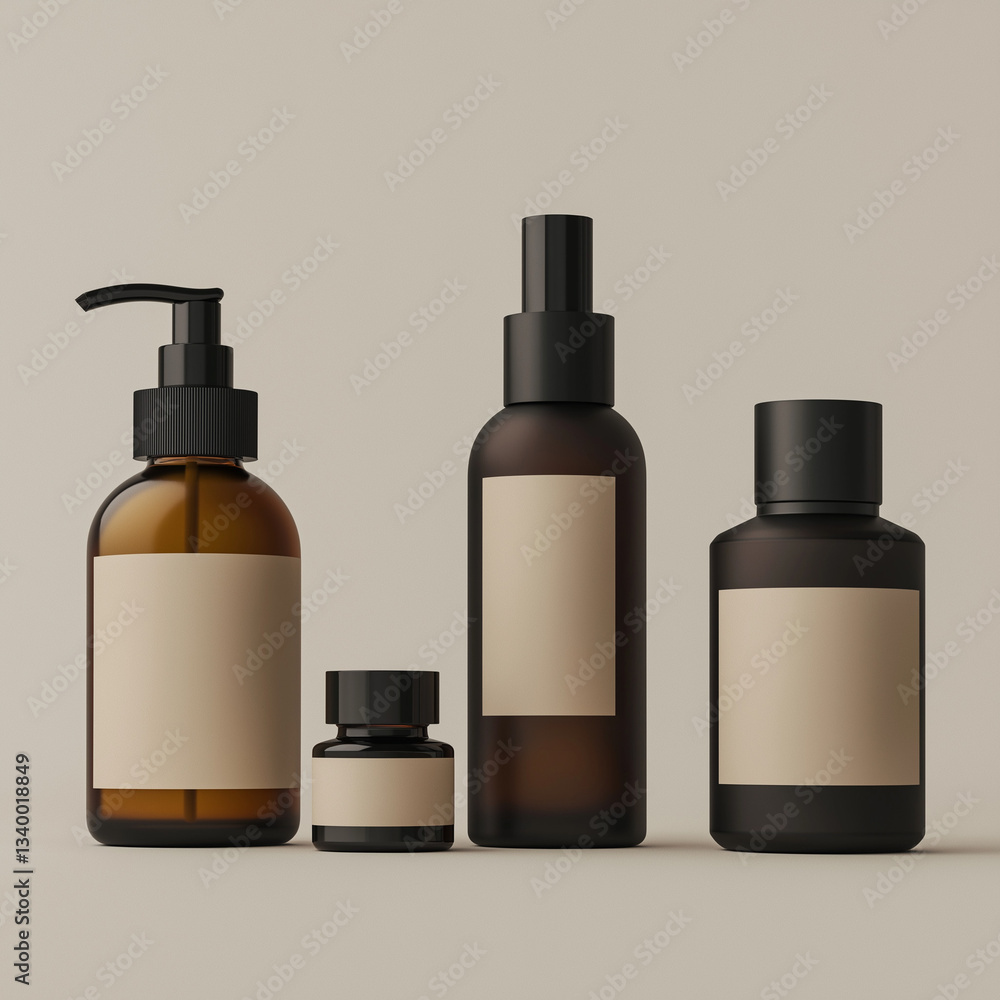 Skincare Mockup, Minimalist Cosmetic Set Skincare Mockup, Minimalist Cosmetic Set
