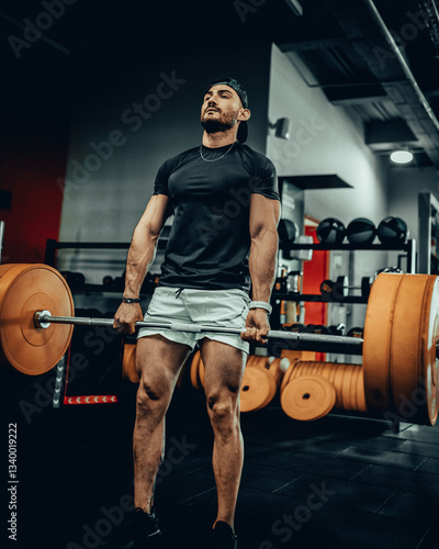 Obraz na płótnie Hombre de 30 años haciendo ejercicio en un gimnasio de Bogotá, Colombia w salonie