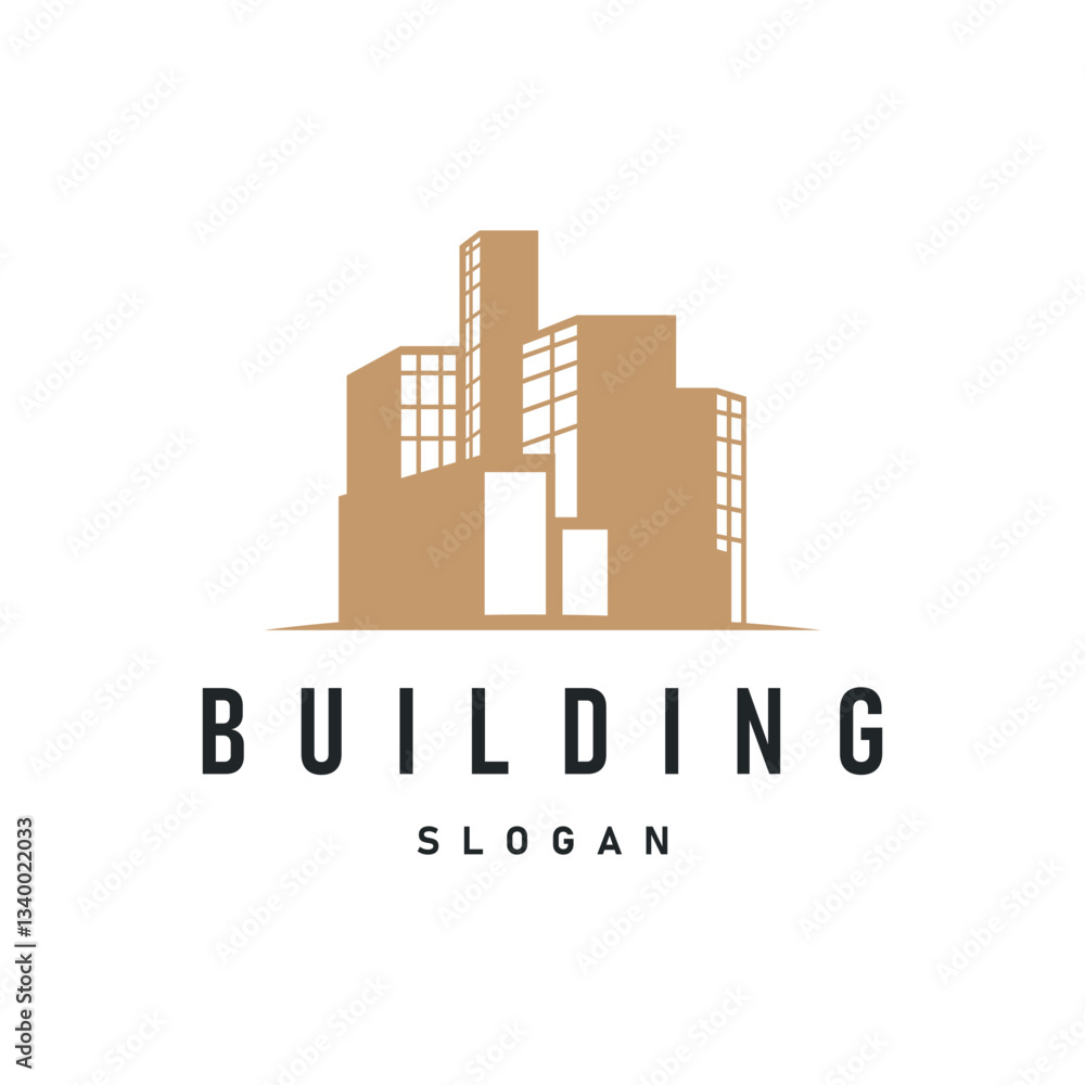 Fototapeta premium High rise building logo design with real estate apartment construction concept simple template illustration