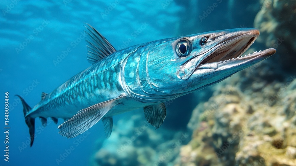Fototapeta premium Vibrant Barracuda Underwater