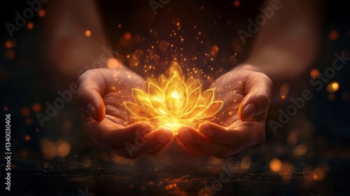Golden Lotus Blossom Hands