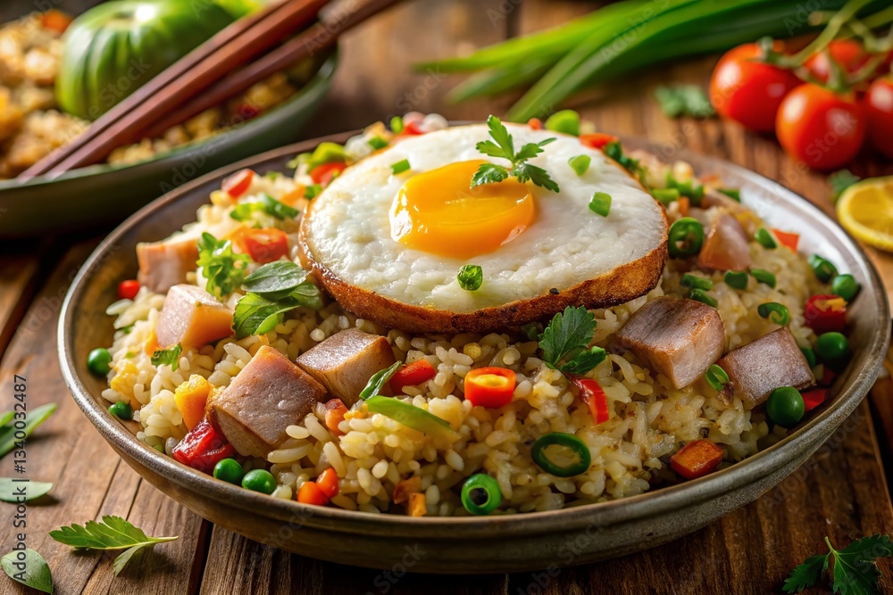 Delicious Fried Rice with Vietnamese Pork Roll & Minced Pork - Authentic Asian Cuisine Delicious Fried Rice with Vietnamese Pork Roll & Minced Pork - Authentic Asian Cuisine