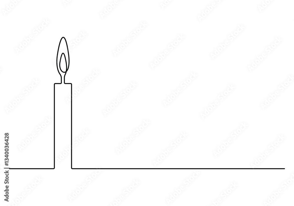 Naklejka premium Candle light continuous single line drawing. One line art candle. Vector illustration