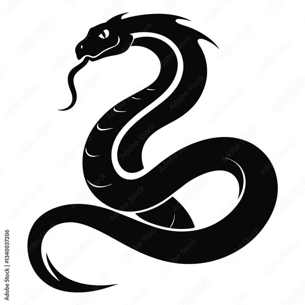 Fototapeta premium Black and White Snake Vector Illustration