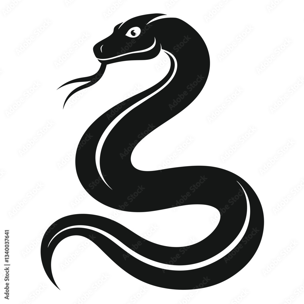 Elegant Snake Silhouette Vector Illustration Elegant Snake Silhouette Vector Illustration